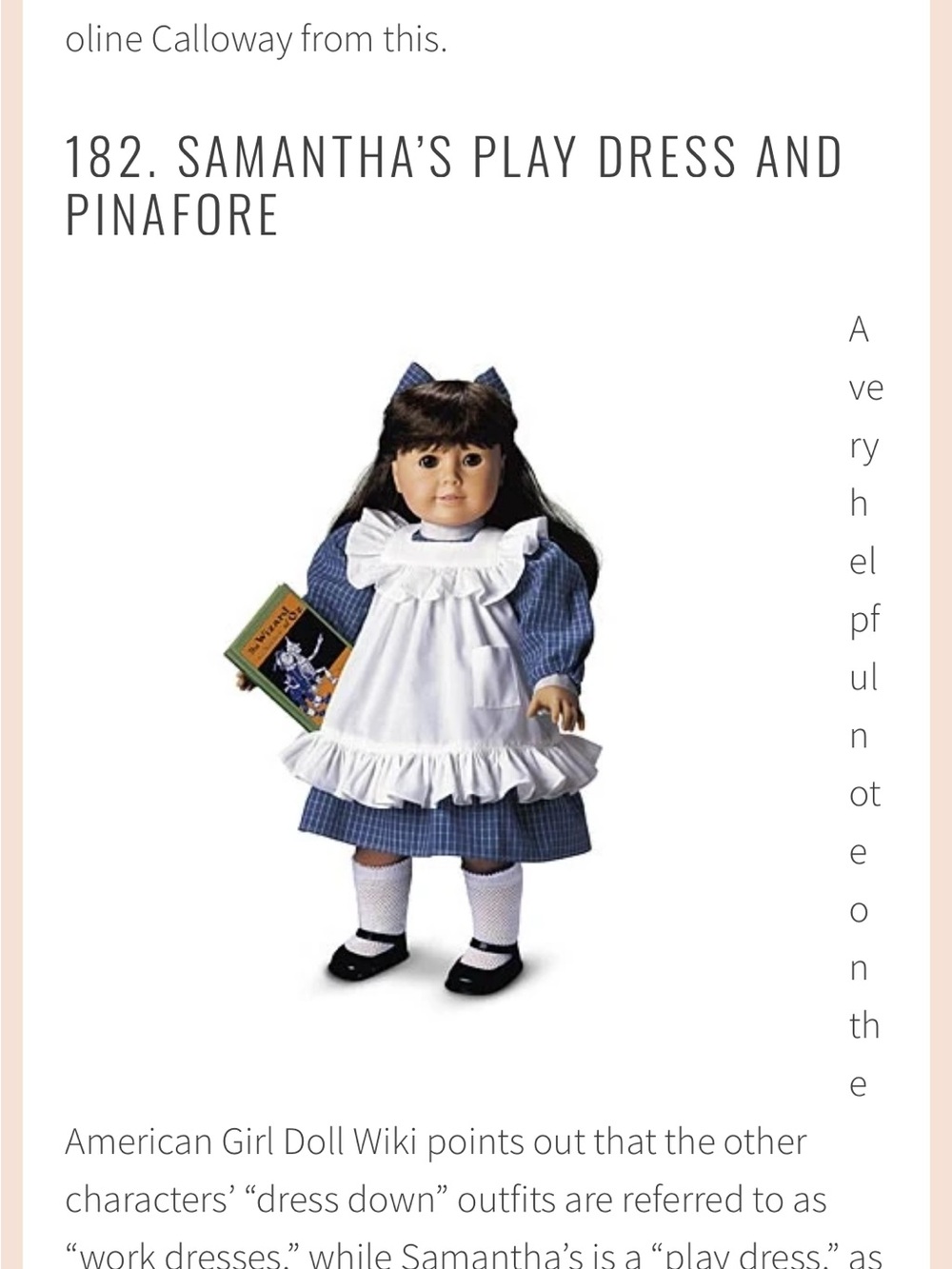 American Girl Blue Gingham Play Dress with White Ruffled Pinafore